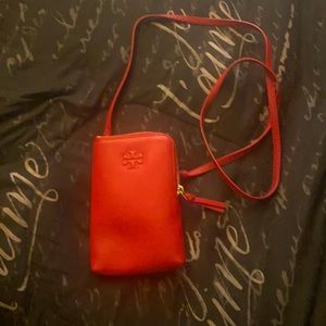 Tory Burch Cellphone credit card purse holder Red color four card holder slots